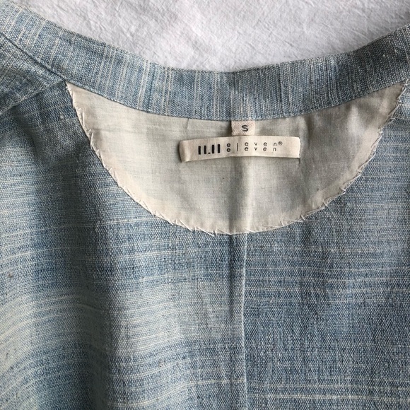 11.11 eleven eleven button up shirt, Hand spun, hand woven, natural indigo dye S - Picture 8 of 13